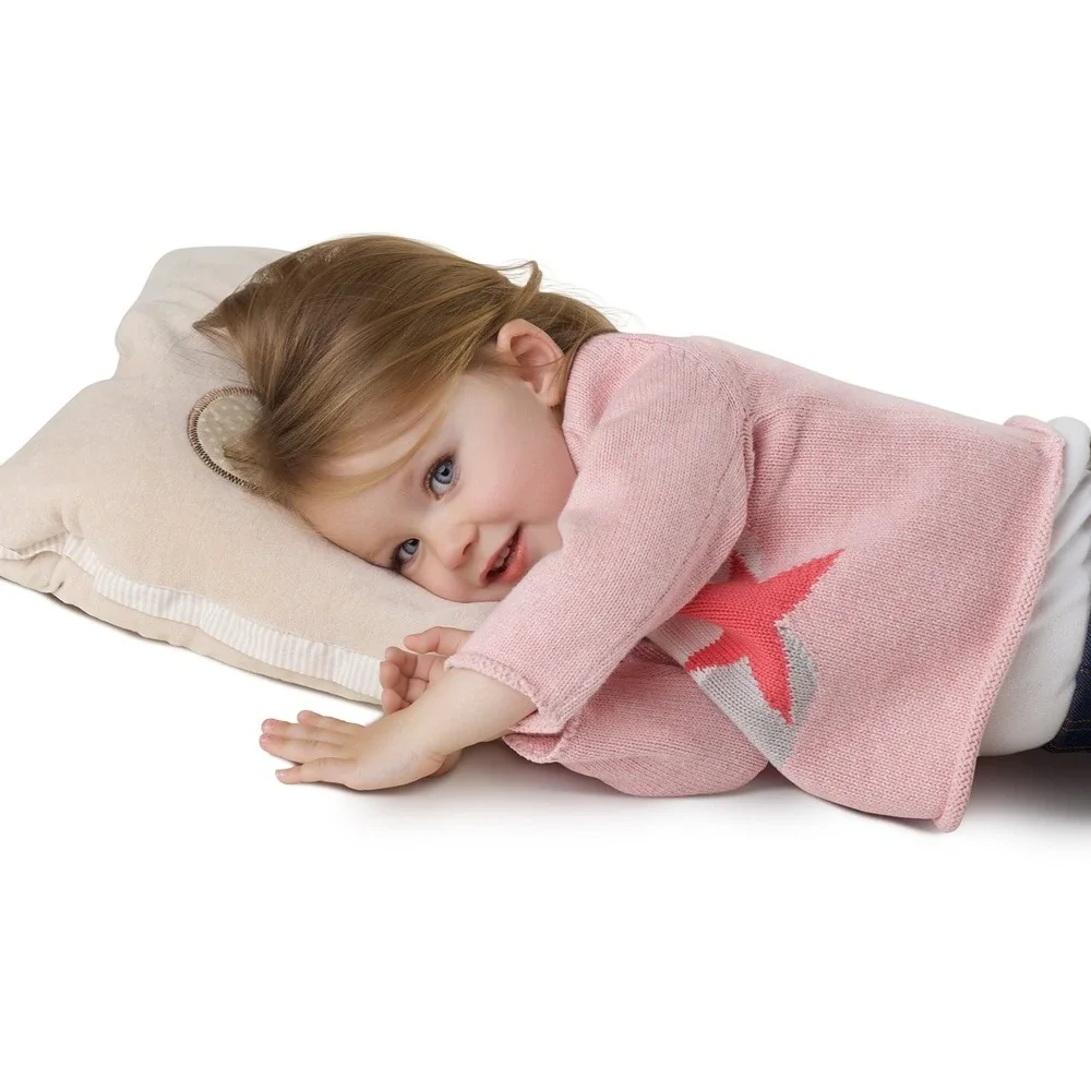 ClevaMama Pillow Blanket Toddler Kids Beige New Travel 2-in-1 Embroidered Bear